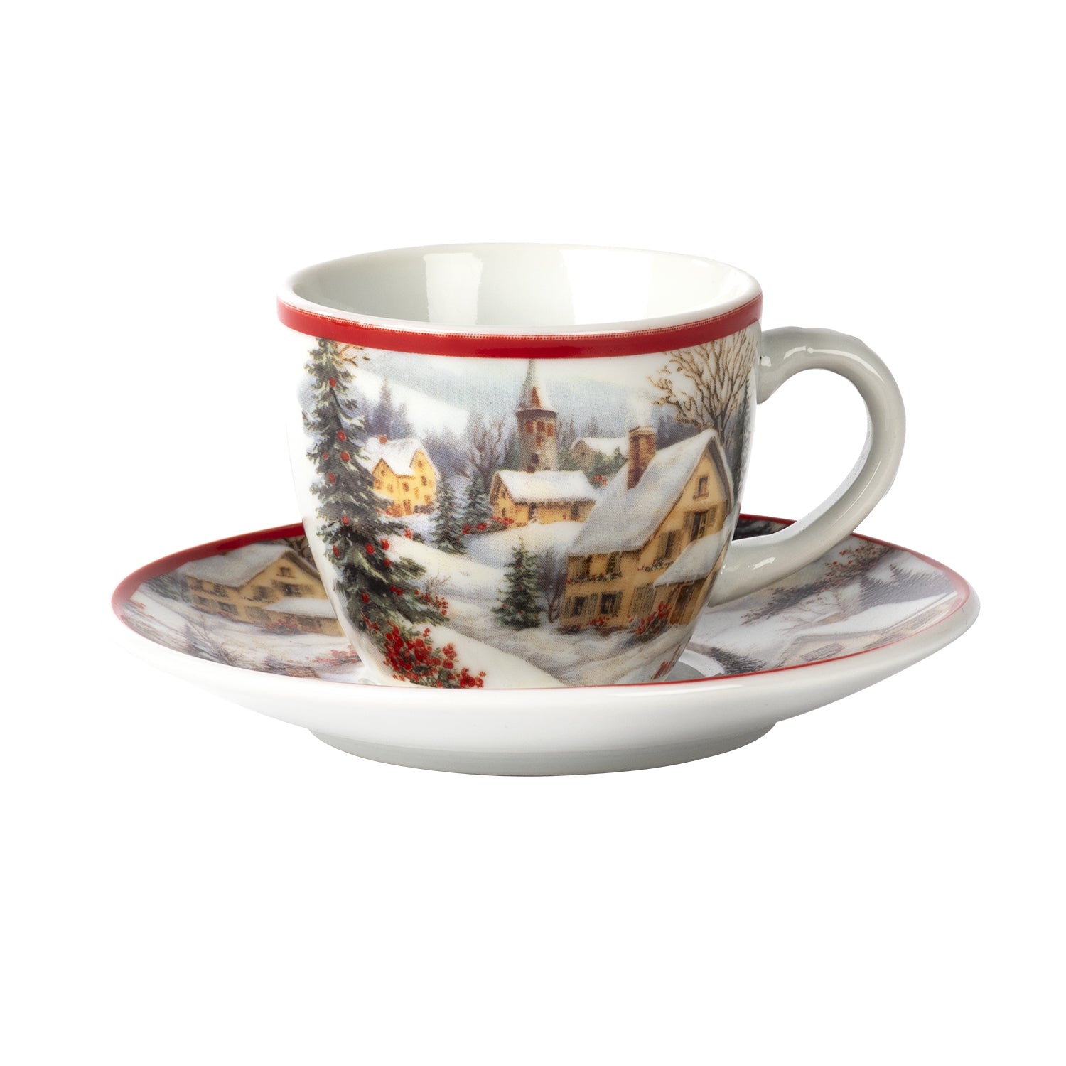 VESTIAMO CASA GRAN NATALE - Servizio da caffè 12 Pezzi in Porcellana Snowy Village Elegance